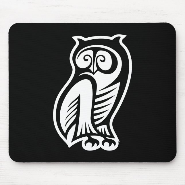 Alfombrilla De Ratón Símbolo de búho blanco (Frente)