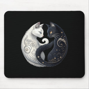 Alfombrilla De Ratón Símbolo de gato Yin Yang místico femenino negro y