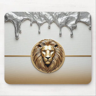 Alfombrilla De Ratón Símbolo de León Dorado Lujo Estilo Metal 🦁