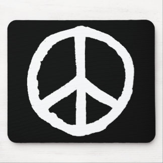 Alfombrilla De Ratón Símbolo de paz duro - blanco sobre negro