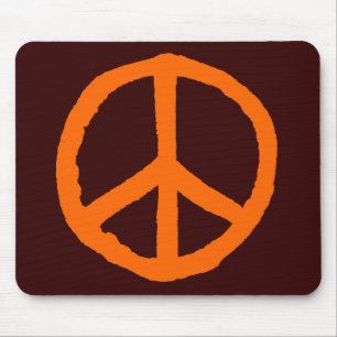 Alfombrilla De Ratón Símbolo de paz duro - Naranja en marrón oscuro