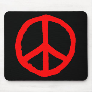 Alfombrilla De Ratón Símbolo de paz duro - rojo sobre negro