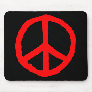 Alfombrilla De Ratón Símbolo de paz duro - rojo sobre negro