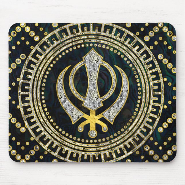 Alfombrilla De Ratón Símbolo decorativo de Khanda con las piedras (Frente)