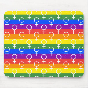 Alfombrilla De Ratón Símbolo femenino patrón arco iris