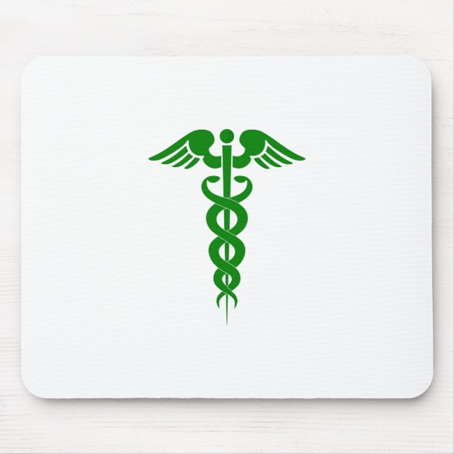 Alfombrilla De Ratón Símbolo médico de Caduceus Green (Frente)