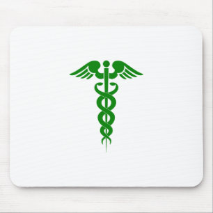Alfombrilla De Ratón Símbolo médico del Caduceo Verde