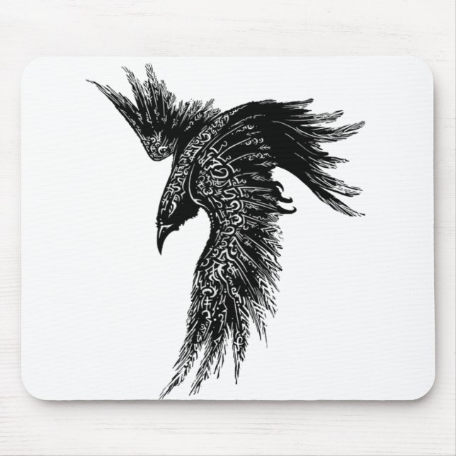 Alfombrilla De Ratón Símbolo oncográfico Crow Raven (Frente)
