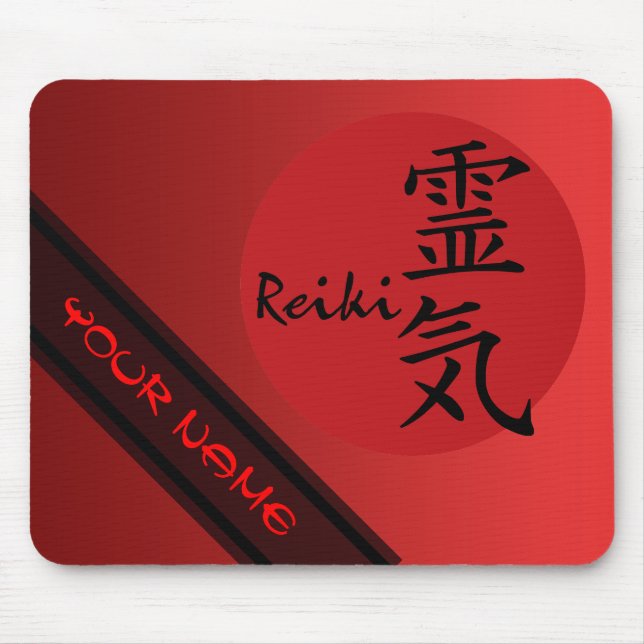 Alfombrilla De Ratón Símbolo REIKI negro rojo + tu nombre e imagen (Frente)