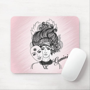 Alfombrilla De Ratón Símbolo y signo zodiacal de Géminis rosa
