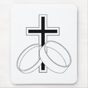 Alfombrilla De Ratón Símbolos Bodas religiosos anillos Bodas cruzados