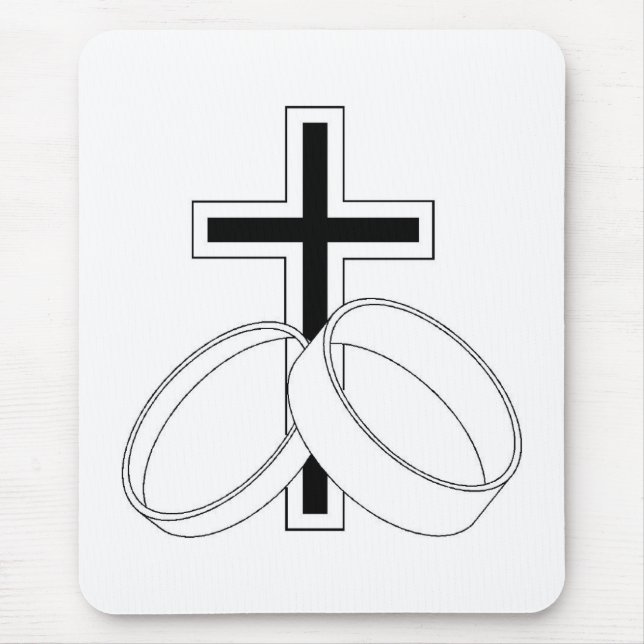 Alfombrilla De Ratón Símbolos Bodas religiosos anillos Bodas cruzados (Frente)