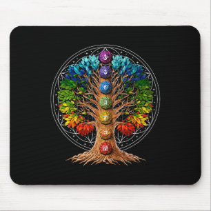 Alfombrilla De Ratón Símbolos Chakra del Árbol de la Vida Meditación Ze