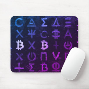 Alfombrilla De Ratón Símbolos de Bitcoin (Estilo: Miami Púrpura - 13)