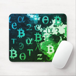 Alfombrilla De Ratón Símbolos de Bitcoin (Estilo: Verde de Ganancia - 1