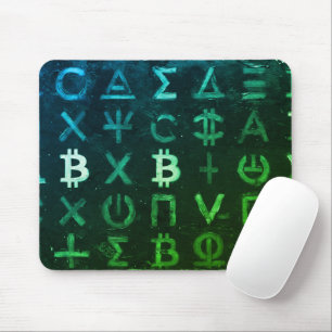 Alfombrilla De Ratón Símbolos de Bitcoin (Estilo: Verde de Ganancia - 1