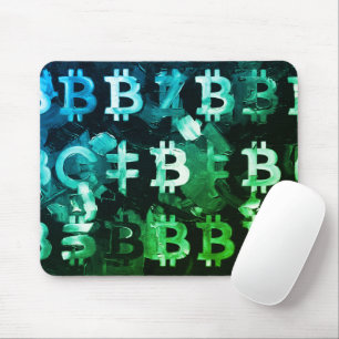 Alfombrilla De Ratón Símbolos de Bitcoin (Estilo: Verde de Ganancia - 2