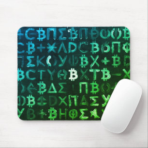 Alfombrilla De Ratón Símbolos de Bitcoin (Estilo: Verde de Ganancia - 9