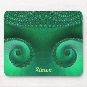Alfombrilla De Ratón SIMON ~ Zany sombras del patrón fractal verde