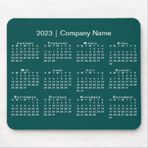 Alfombrilla De Ratón Simple 2023 Calendar Company Name on Blue-Green
