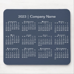 Alfombrilla De Ratón Simple 2023 Calendar Company Name on Navy Blue