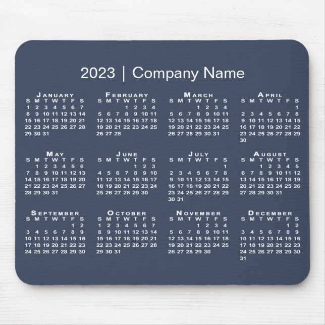 Alfombrilla De Ratón Simple 2023 Calendar Company Name on Navy Blue (Frente)