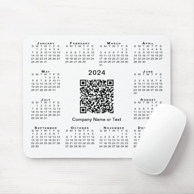 Alfombrilla De Ratón Simple 2024 Calendar Business QR Code on White (Con ratón)