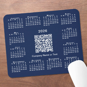 Alfombrilla De Ratón Simple 2026 Calendario de negocios Código QR sobre