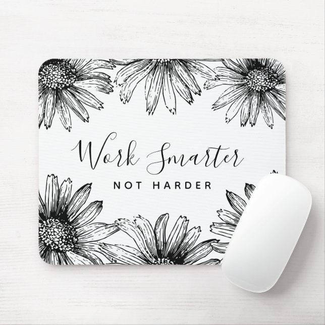 Alfombrilla De Ratón Simple Black and White Flower (Con ratón)