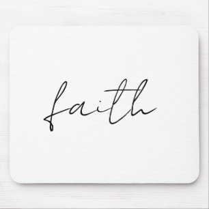 Alfombrilla De Ratón Simple Black White Hand Written Faith Art