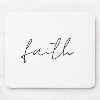 Alfombrilla De Ratón Simple Black White Hand Written Faith Art