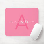 Alfombrilla De Ratón Simple Custom Name & Monogrammed Pink Personalized<br><div class="desc">Simple Custom Name & Monogrammed Pink Personalized Mousepad.</div>