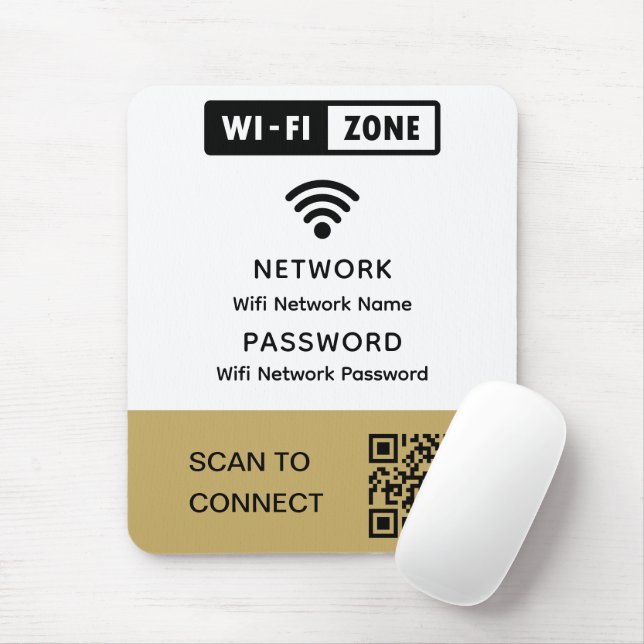 Alfombrilla De Ratón Simple Elegante Wifi QR Código contraseña de red (Con ratón)