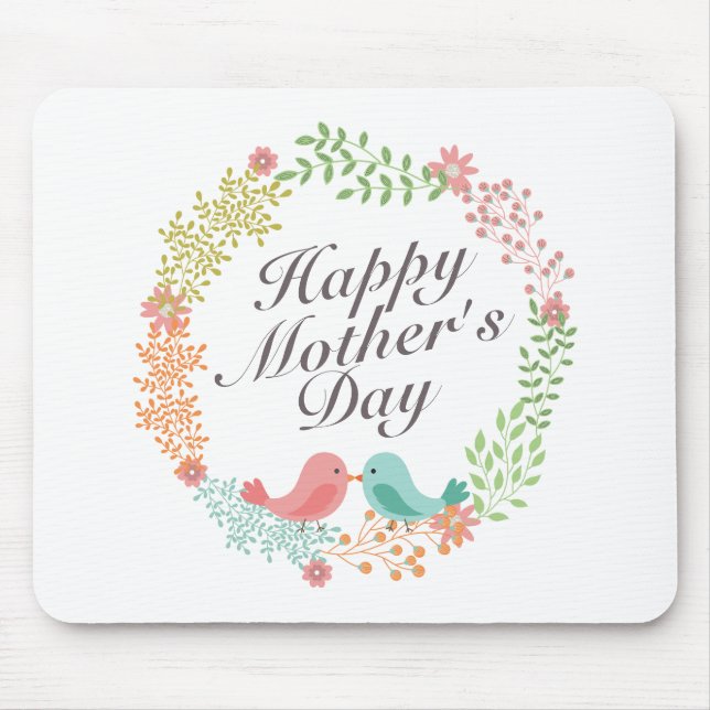 Alfombrilla De Ratón Simple Feliz Día de la Madre Floral Mousepad (Frente)