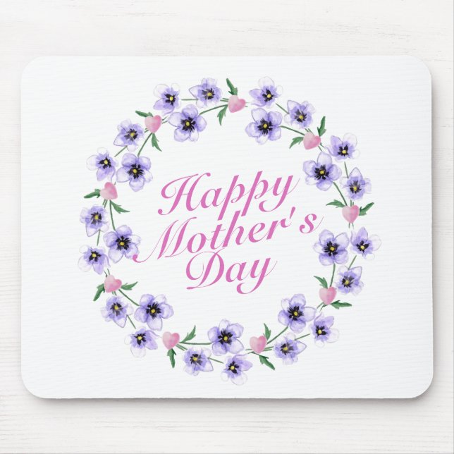 Alfombrilla De Ratón Simple Feliz Día de la Madre Floral Mousepad (Frente)
