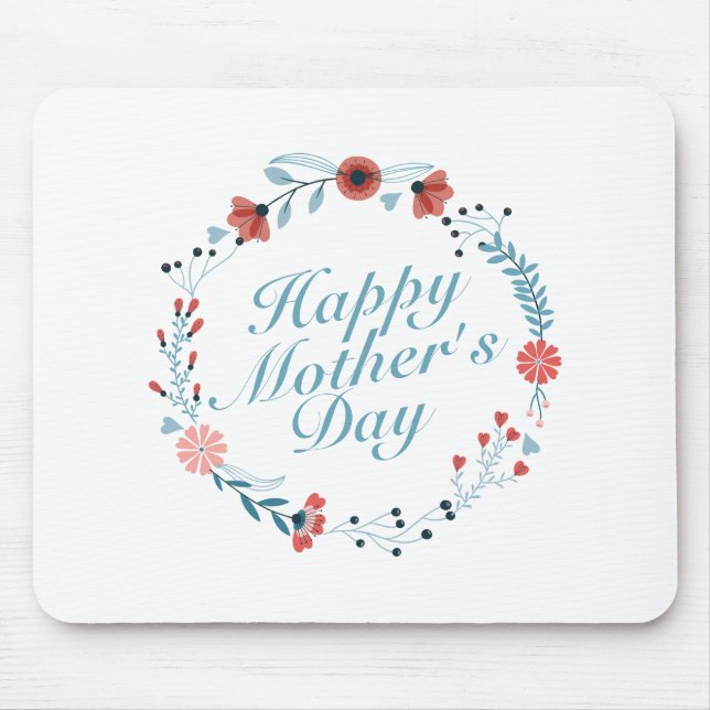 Alfombrilla De Ratón Simple Feliz Día de la Madre Floral Mousepad (Frente)
