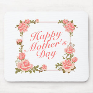 Alfombrilla De Ratón Simple Feliz Día de la Madre Marco floral Mousepad