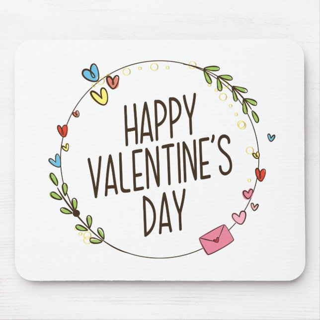 Alfombrilla De Ratón Simple, feliz día de San Valentín | Mousepad (Frente)