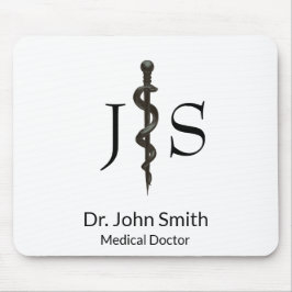 Alfombrilla De Ratón Simple Medical Asclepius Professional Black White
