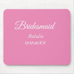 Alfombrilla De Ratón Simple minimal pink bridesmaid add name year text