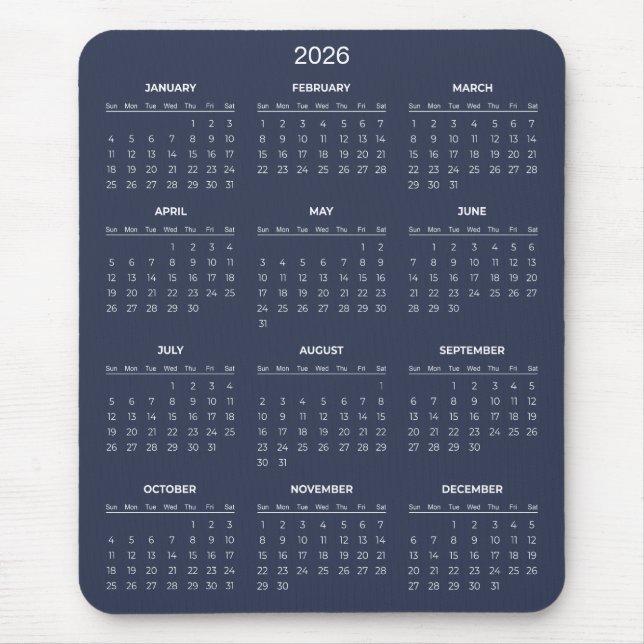 Alfombrilla De Ratón Simple Yet Elegant 2026 Calendar | Mousepad (Frente)