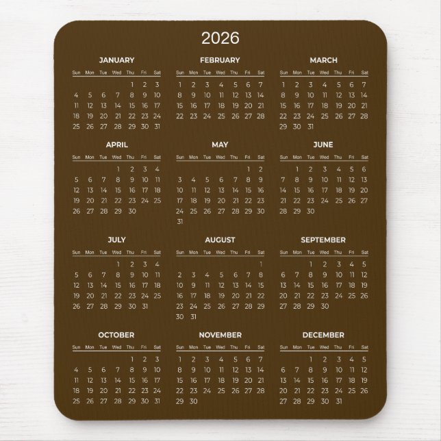 Alfombrilla De Ratón Simple Yet Elegant 2026 Calendar | Mousepad (Frente)