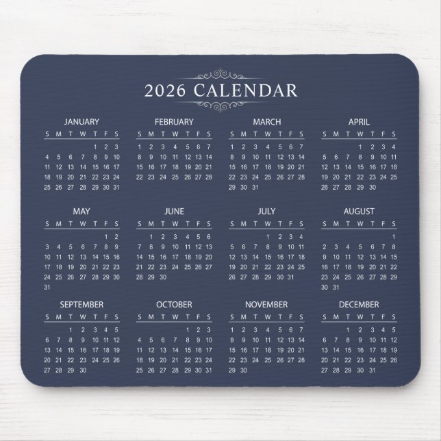 Alfombrilla De Ratón Simple Yet Elegant 2026 Calendar | Mousepad (Frente)
