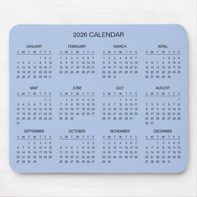 Alfombrilla De Ratón Simple Yet Elegant 2026 Calendar | Mousepad (Frente)