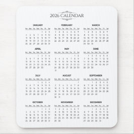 Alfombrilla De Ratón Simple Yet Elegant 2026 Calendar | Mousepad
