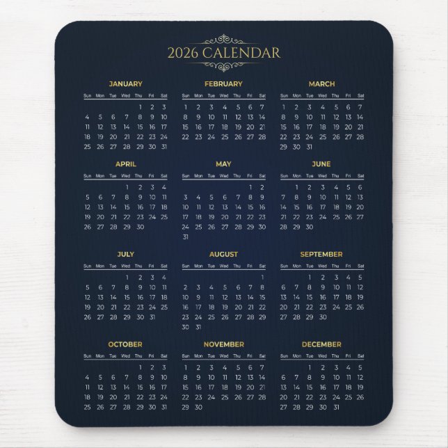 Alfombrilla De Ratón Simple Yet Elegant 2026 Calendar | Mousepad (Frente)