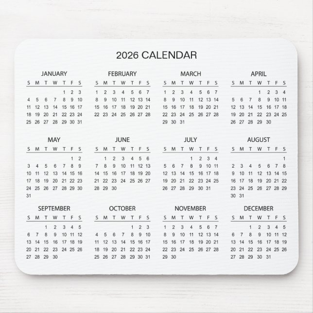 Alfombrilla De Ratón Simple Yet Elegant 2026 Calendar | Mousepad (Frente)