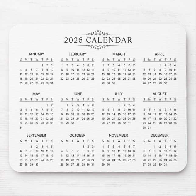 Alfombrilla De Ratón Simple Yet Elegant 2026 Calendar | Mousepad (Frente)