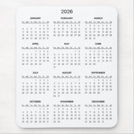 Alfombrilla De Ratón Simple Yet Elegant 2026 Calendar | Mousepad