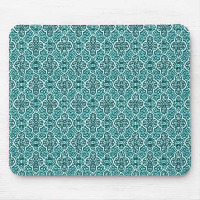 Alfombrilla De Ratón Simplemente clásico Damask Mousepad, Verde azulado (Frente)